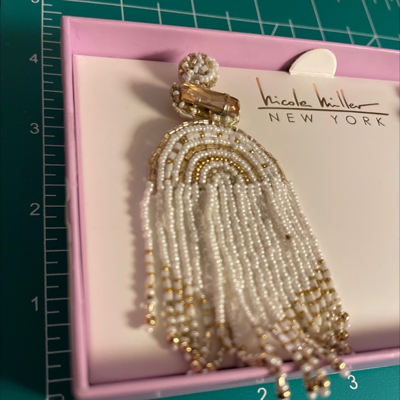 2 New Pairs Nicole Miller Dangle Seed Bead Earrings Gold Tone 3L - Picture 10 of 11